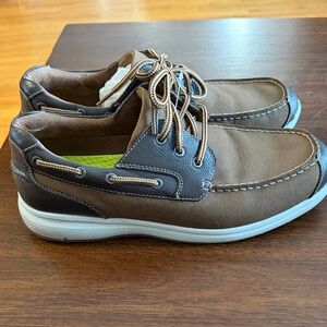 Florsheim Brown and Dark Brown Leather Boat Shoes. Men’s 10.5